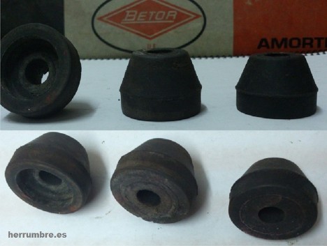 Gomas fin de recorrido Betor Gas de izq a derecha Gas GR, Gas 39cm y Gas 36cm